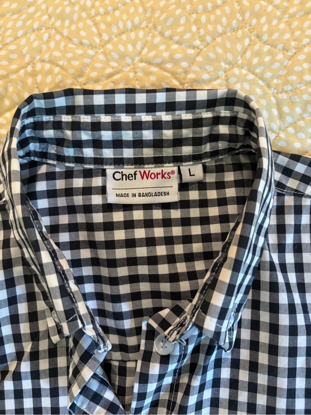 Chef Works Unisex Black & White Gingham Button-Down Shirt, L